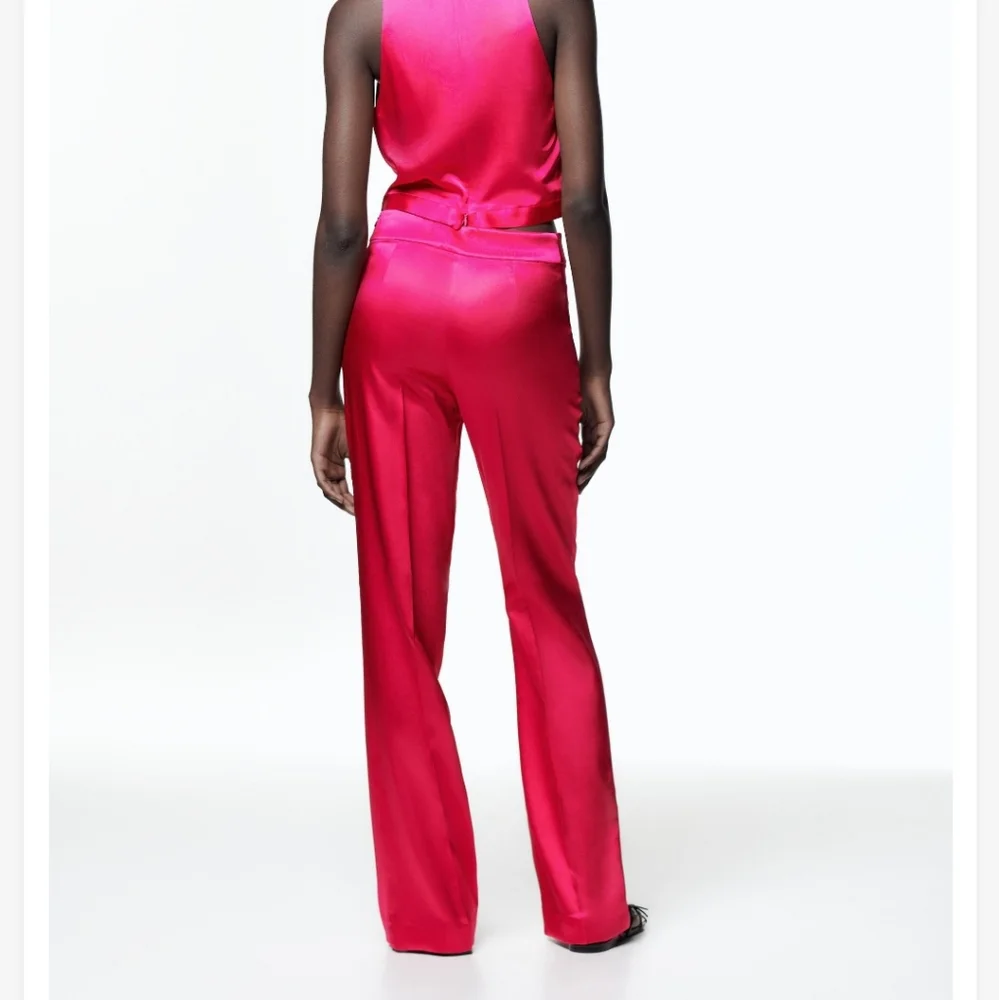 ZARA Wide Leg Satin Flowing Pants Size XS